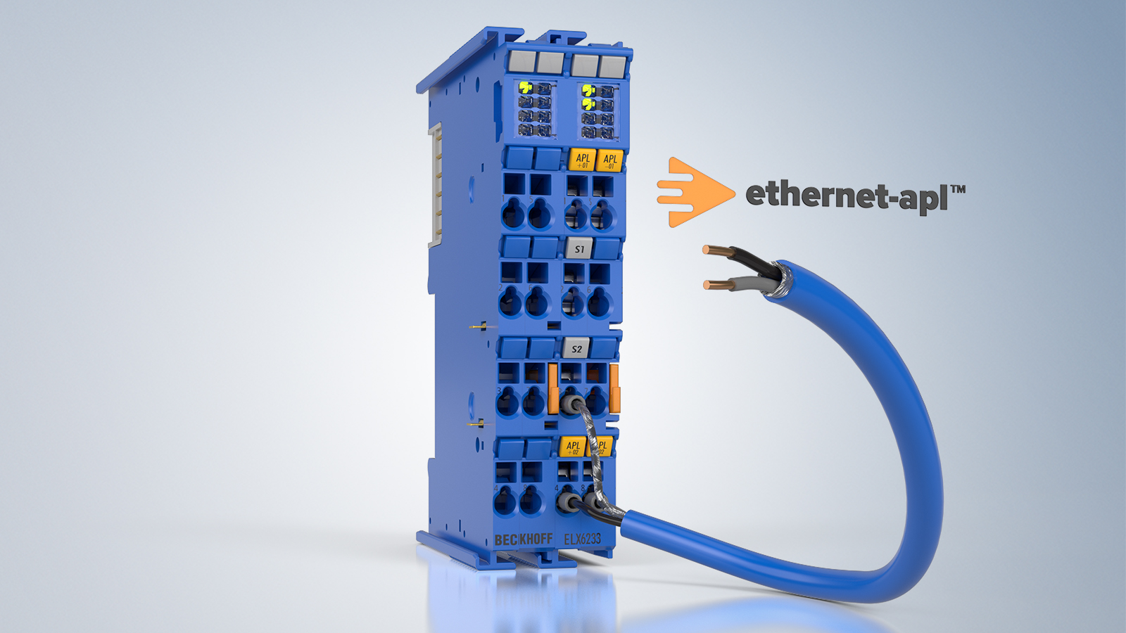 With the ELX6233 2-channel communication interface, Ethernet-APL field devices can be integrated into the control architecture on a compact, modular basis.